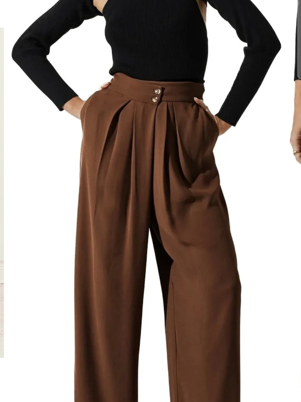 Astr The Boyfriend Pants Medium Brown Wide Leg High Rise High Waist